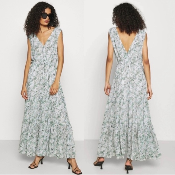 Banana Republic floral wrap botice tiered sleeveless maxi dress - Picture 2 of 7